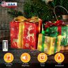 Set of 3 Christmas Lighted Gift Boxes Xmas Present Ornament 50 LED Christmas Box Decorations with Ribbon Bows IP44 Waterproof Battery Powered for Indo