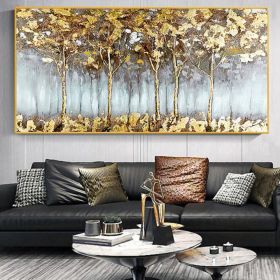 Hand Painted Oil Painting Abstract Forest oil Painting On Canvas Modern Gold Painting Custom Landscape Home Decor Large Textured Wall Art Living room (style: 01, size: 40x80cm)