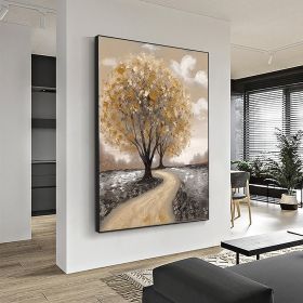 Hand Painted Oil Painting Abstract Blooming Tree Landscape Oil Painting On Canvas Nature Forest Wall Art Original Autumn Forest Landscape Art Living r (style: 01, size: 100X150cm)