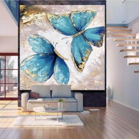 Hand Painted Oil Painting Original Abstract Art Painting on Canvas Blue Painting Handmade Wall Art Abstract Painting Butterfly Painting Contemporary A (style: 01, size: 80x80cm)
