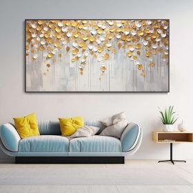 Hand Painted Golden Texture Knife Painting Abstract Autumn Leaves Landscape Oil Painting Home Wall Deco Original Modern Light Luxury Housewarming Gift (style: 01, size: 60x120cm)