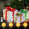 Set of 3 Christmas Lighted Gift Boxes Xmas Present Ornament 50 LED Christmas Box Decorations with Ribbon Bows IP44 Waterproof Battery Powered for Indo